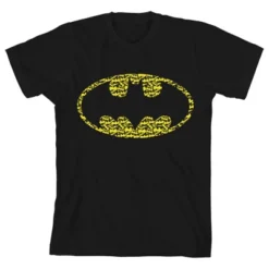 DC COMICS Batman Logos Inside Logo Black T-shirt Toddler Boy To Youth Boy