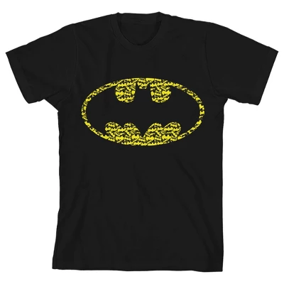 DC COMICS Batman Logos Inside Logo Black T-shirt Toddler Boy To Youth Boy