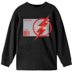 DC COMICS Flash Saving The Future And The Past Youth Black Long Sleeve Shirt