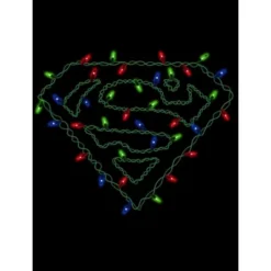 DC COMICS Superman Logo With Christmas Lights Black T-shirt Toddler Boy To Youth Boy