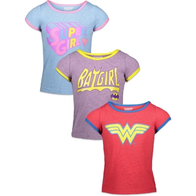 DC Comics Batgirl Supergirl Wonder Woman Little Girls 3 Pack Graphic T-Shirt - Image 5