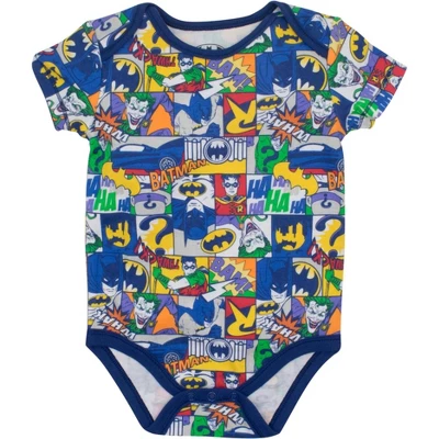 DC Comics Justice League Batman Joker Riddler Newborn Baby Boys 5 Pack Short Sleeve Bodysuits - Image 4