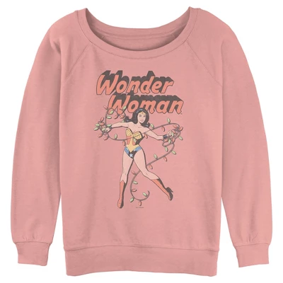 DC COMICS Junior's Wonder Woman Christmas Lights Sweatshirt - Image 2