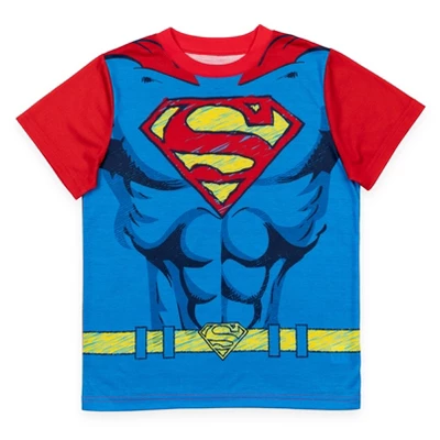 DC Comics Justice League Superman Cosplay Pajama Shirts And Shorts Blue/Red/White