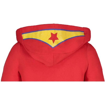 DC Comics Justice League Wonder Woman Little Girls Zip Up Costume Hoodie Red 7-8 - Image 3