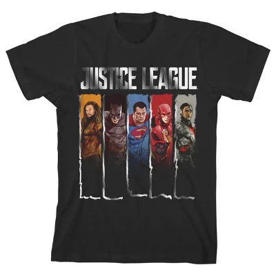 DC COMICS Justice League Movie Superhero Panels Black T-shirt Toddler Boy To Youth Boy - Image 4