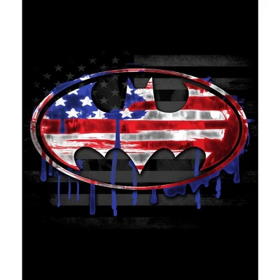 DC COMICS Batman American Flag Bat Signal Black Graphic Tee Toddler Boy To Youth Boy