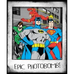 DC COMICS The Justice League "Epic Photobomb" Black Graphic Tee Toddler Boy To Youth Boy