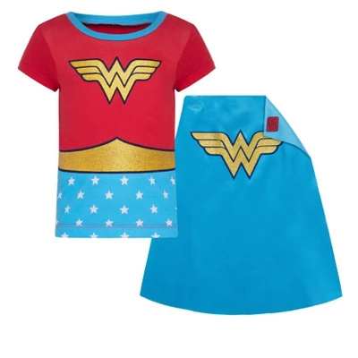 DC Comics Justice League Wonder Woman Costume Graphic T-Shirt And Cape - Image 7