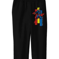DC COMICS Superman Flying Superhero Youth Boy's Black Jogger Pants