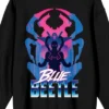 DC COMICS Blue Beetle Superhero Silhouette & Logo Crew Neck Long Sleeve Black Adult Sweatshirt