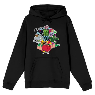 DC COMICS Teen Titans Go To The Movies Heroes Charging Men's Black Sweatshirt - Image 4