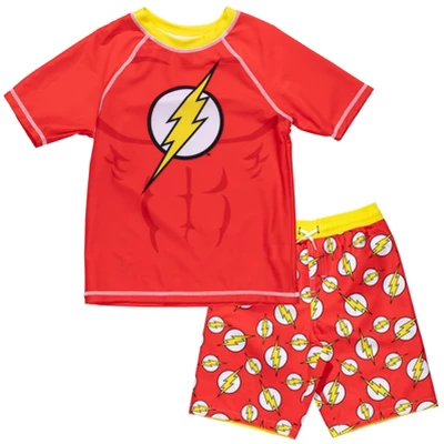 DC Comics Justice League Batman Toddler Boys Rash Guard And Swim Trunks Outfit Set - Image 10
