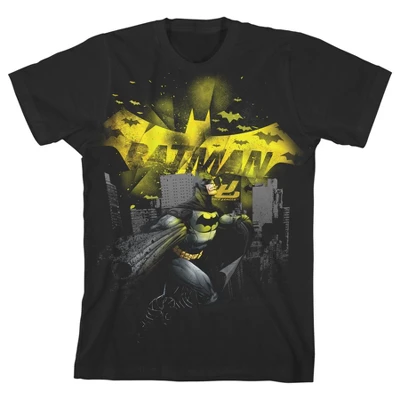 DC COMICS Justice League Batman In Gotham City Black T-shirt Toddler Boy To Youth Boy - Image 4