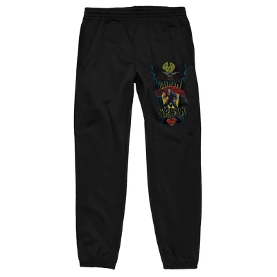DC COMICS Batman V Superman Dawn Of Justice 2 Heroes In Fight Position Men’s Black Jogger Sweatpants - Image 3