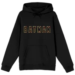 DC COMICS Men's DC Comic Book Batman Text Black Graphic Print Hooded Sweatshirt