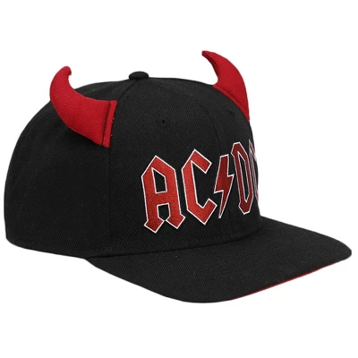 AC/DC ACDC Embroidered Logo Pre-curved Snapback With 3D Horns