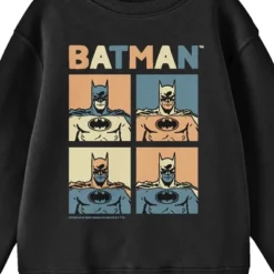 DC COMICS Batman Pop Art Inspired Youth Black Crew Neck Sweatshirt