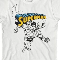DC COMICS Superman Lineart Crew Neck Short Sleeve White T-shirt Toddler Boy To Youth Boy