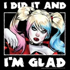 DC COMICS Men's Batman Harley Quinn Did It And I'm Glad T-Shirt - Black - 1X Big Tall