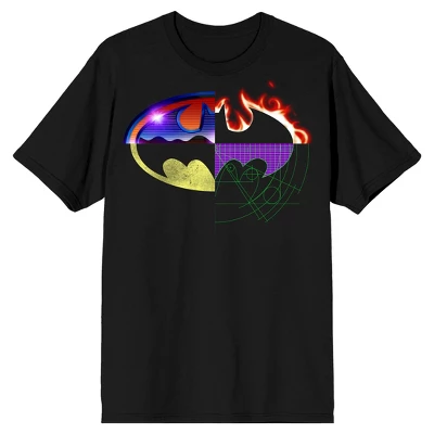 DC COMICS Batman Four Way Split Logo Men's Black Big & Tall T-shirt - Image 3