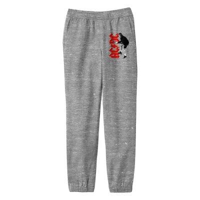 AC/DC ACDC Monochrome Color Graphic Boy's Athletic Heather Jogger Pants - Image 3