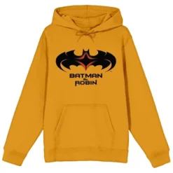 DC COMICS Batman & Robin 1997 Logo Men's Mustard Yellow Sweatshirt