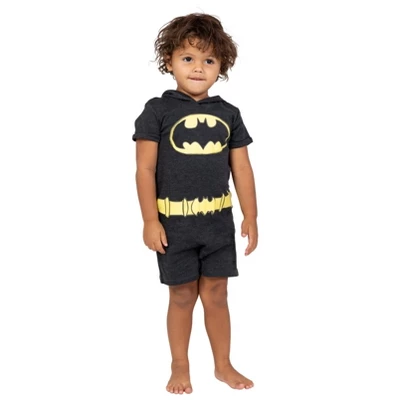 DC Comics Justice League Batman Costume Short Sleeve Romper Black - Image 2