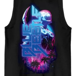 DC COMICS Blue Beetle Hero & Logo Crew Neck Sleeveless Black Men's Tank Top-Small