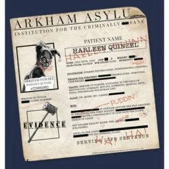 DC COMICS Men's Batman Harley Quinn Arkham Asylum Form T-Shirt
