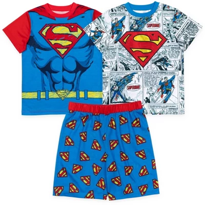 DC Comics Justice League Superman Cosplay Pajama Shirts And Shorts Blue/Red/White - Image 10