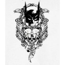 DC COMICS Batman Bat Mask And Three Skulls Men's White Graphic Hoodie