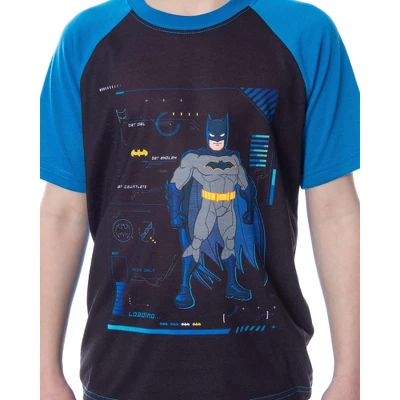 DC Comics Boys' Batman Spec Readout Short Sleeve Shirt And Shorts Pajama Set Bat Specs - Image 2