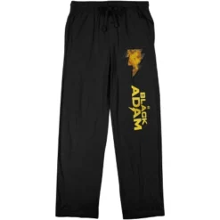 DC COMICS Bolt Black Adam Logo Men's Black Sleep Pajama Pants